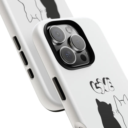 Cat Couple Love Phone Case Minimal Black and White iPhone Cover Cute Gift for Cat Lovers Aesthetic Animal Design