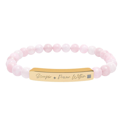 Zodiac Energy Bracelet  Personalized Engraved Bar | Choose Your Sign & Healing Stone | Astrology Gift Jewelry