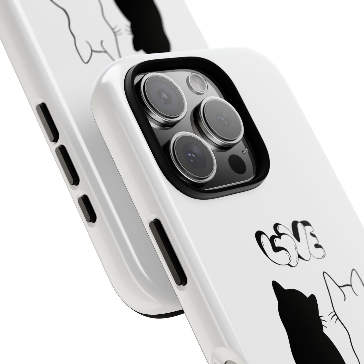 Cat Couple Love Phone Case Minimal Black and White iPhone Cover Cute Gift for Cat Lovers Aesthetic Animal Design