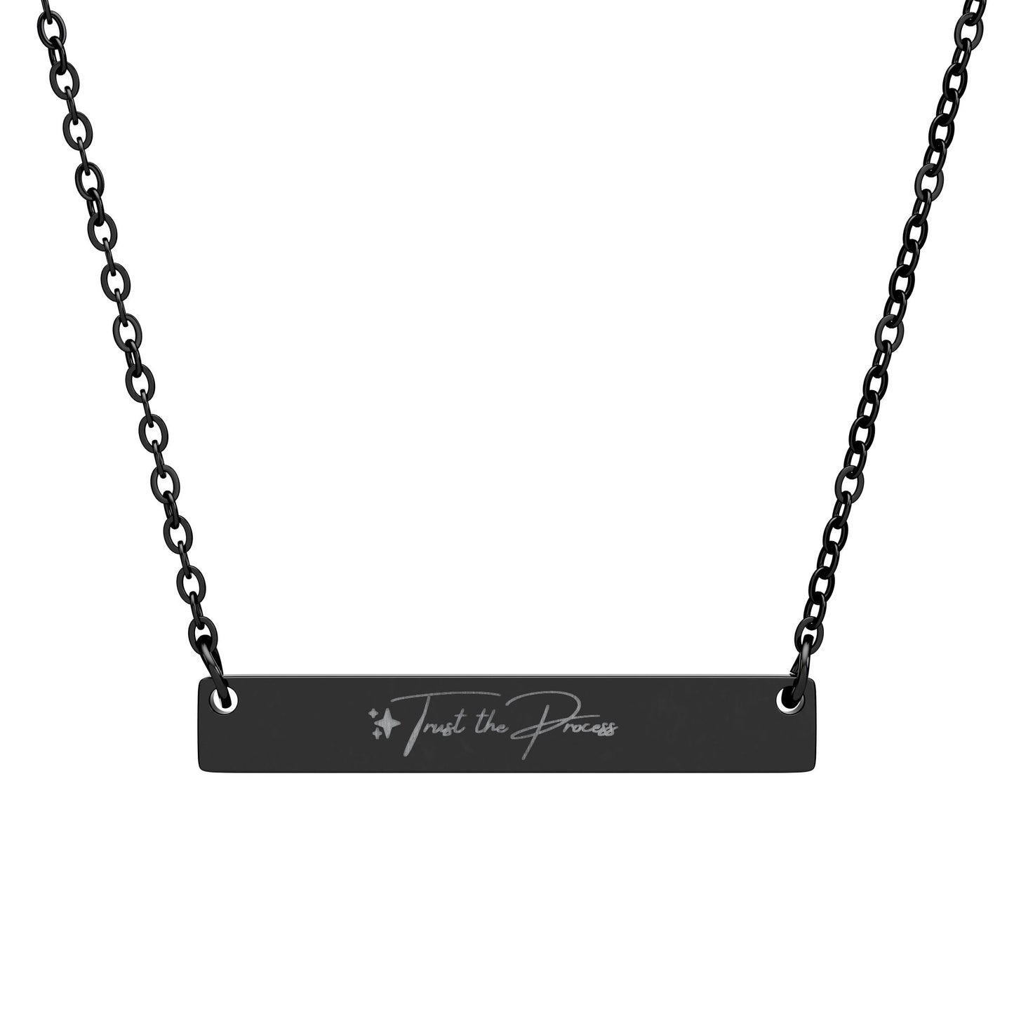 Trust the Process Necklace  Minimalist Engraved Bar Necklace | Mindfulness Jewelry Gift for Inner Peace & Positive Energy