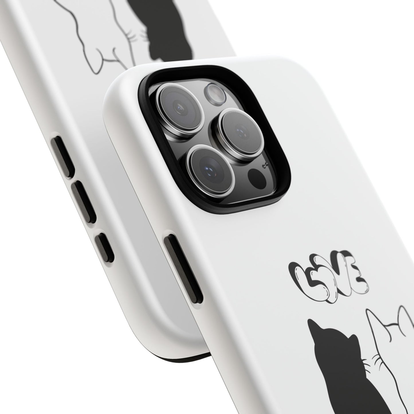 Cat Couple Love Phone Case Minimal Black and White iPhone Cover Cute Gift for Cat Lovers Aesthetic Animal Design