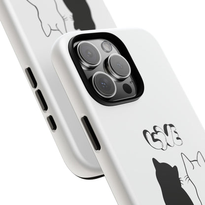 Cat Couple Love Phone Case Minimal Black and White iPhone Cover Cute Gift for Cat Lovers Aesthetic Animal Design