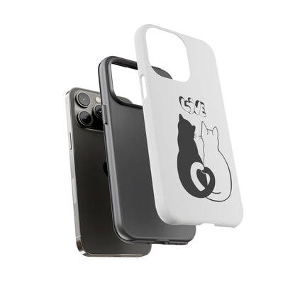 Cat Couple Love Phone Case Minimal Black and White iPhone Cover Cute Gift for Cat Lovers Aesthetic Animal Design