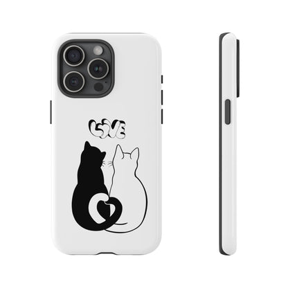 Cat Couple Love Phone Case Minimal Black and White iPhone Cover Cute Gift for Cat Lovers Aesthetic Animal Design
