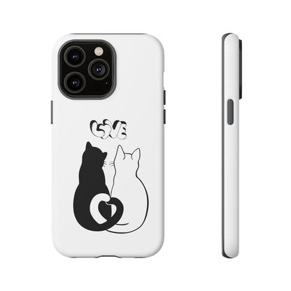 Cat Couple Love Phone Case Minimal Black and White iPhone Cover Cute Gift for Cat Lovers Aesthetic Animal Design