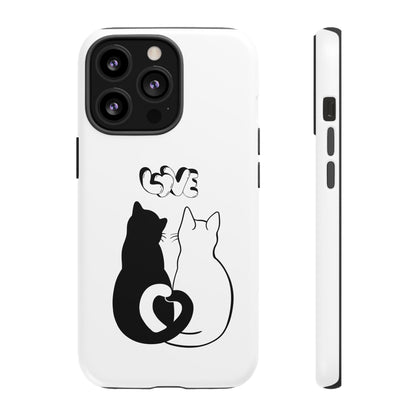 Cat Couple Love Phone Case Minimal Black and White iPhone Cover Cute Gift for Cat Lovers Aesthetic Animal Design