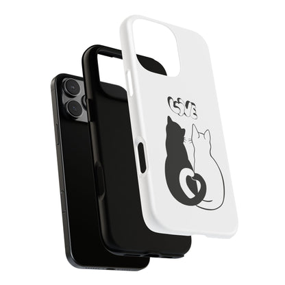 Cat Couple Love Phone Case Minimal Black and White iPhone Cover Cute Gift for Cat Lovers Aesthetic Animal Design
