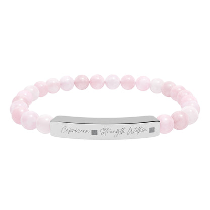 Zodiac Energy Bracelet  Personalized Engraved Bar | Choose Your Sign & Healing Stone | Astrology Gift Jewelry