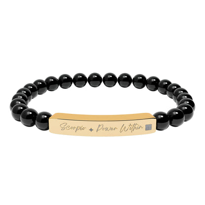 Zodiac Energy Bracelet  Personalized Engraved Bar | Choose Your Sign & Healing Stone | Astrology Gift Jewelry