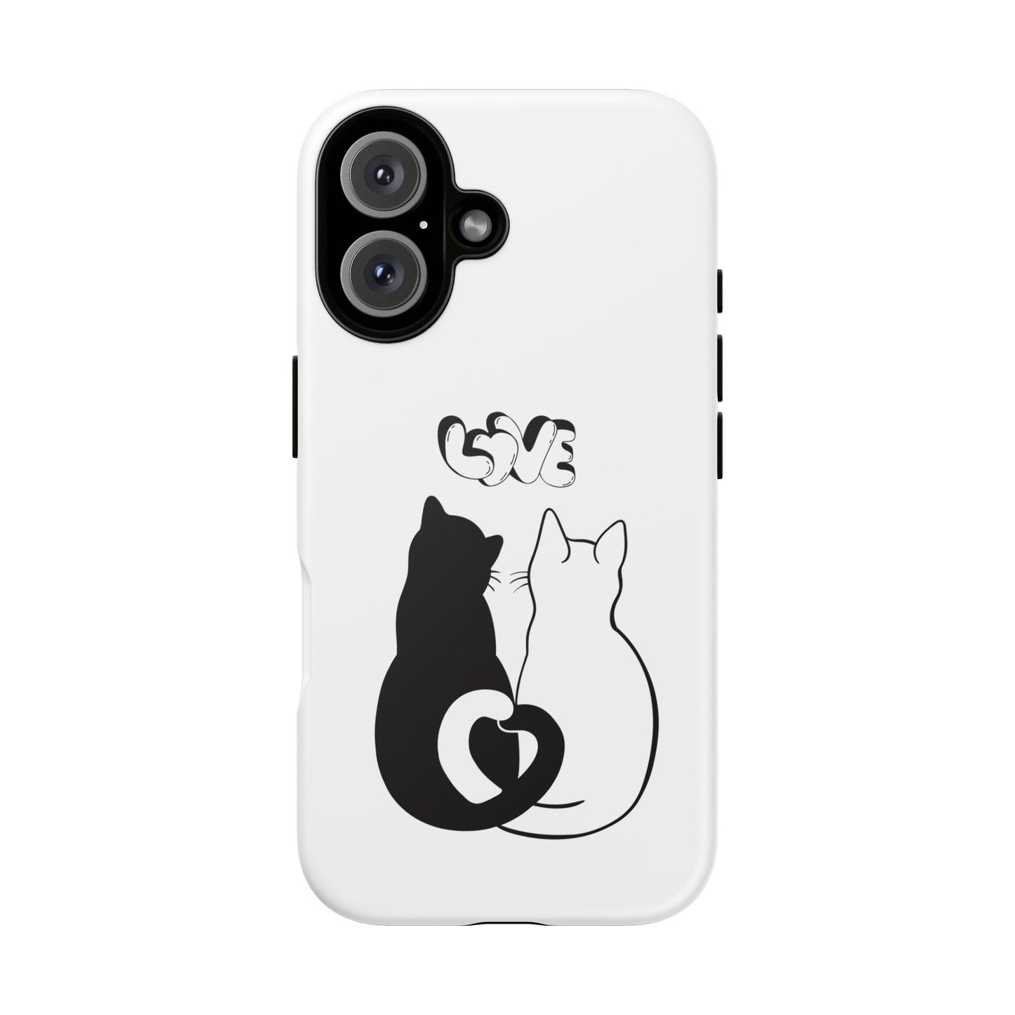 Cat Couple Love Phone Case Minimal Black and White iPhone Cover Cute Gift for Cat Lovers Aesthetic Animal Design