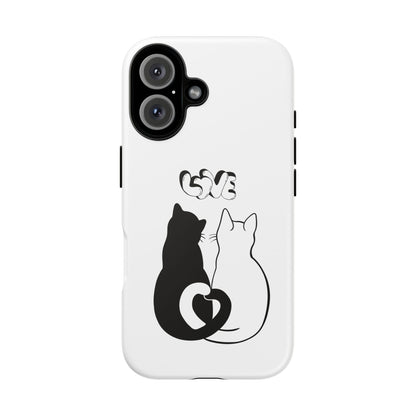 Cat Couple Love Phone Case Minimal Black and White iPhone Cover Cute Gift for Cat Lovers Aesthetic Animal Design