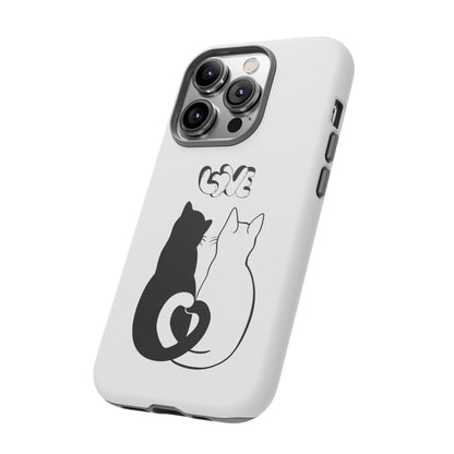 Cat Couple Love Phone Case Minimal Black and White iPhone Cover Cute Gift for Cat Lovers Aesthetic Animal Design