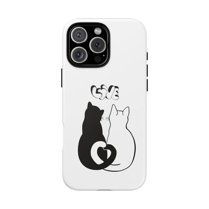 Cat Couple Love Phone Case Minimal Black and White iPhone Cover Cute Gift for Cat Lovers Aesthetic Animal Design