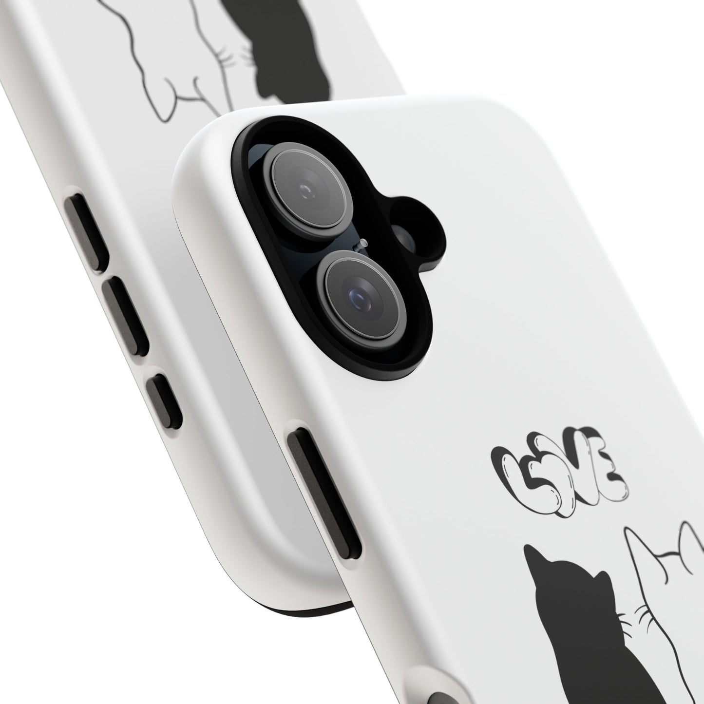 Cat Couple Love Phone Case Minimal Black and White iPhone Cover Cute Gift for Cat Lovers Aesthetic Animal Design