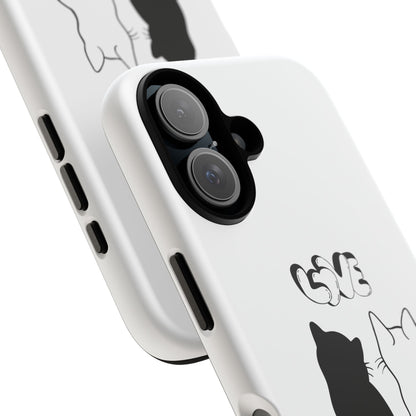 Cat Couple Love Phone Case Minimal Black and White iPhone Cover Cute Gift for Cat Lovers Aesthetic Animal Design