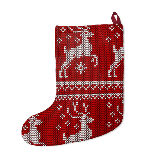 Cozy Christmas Stocking, Knitted Holiday Decor, Festive Home Decoration, Personalized Gift, Reindeer Pattern Stocking