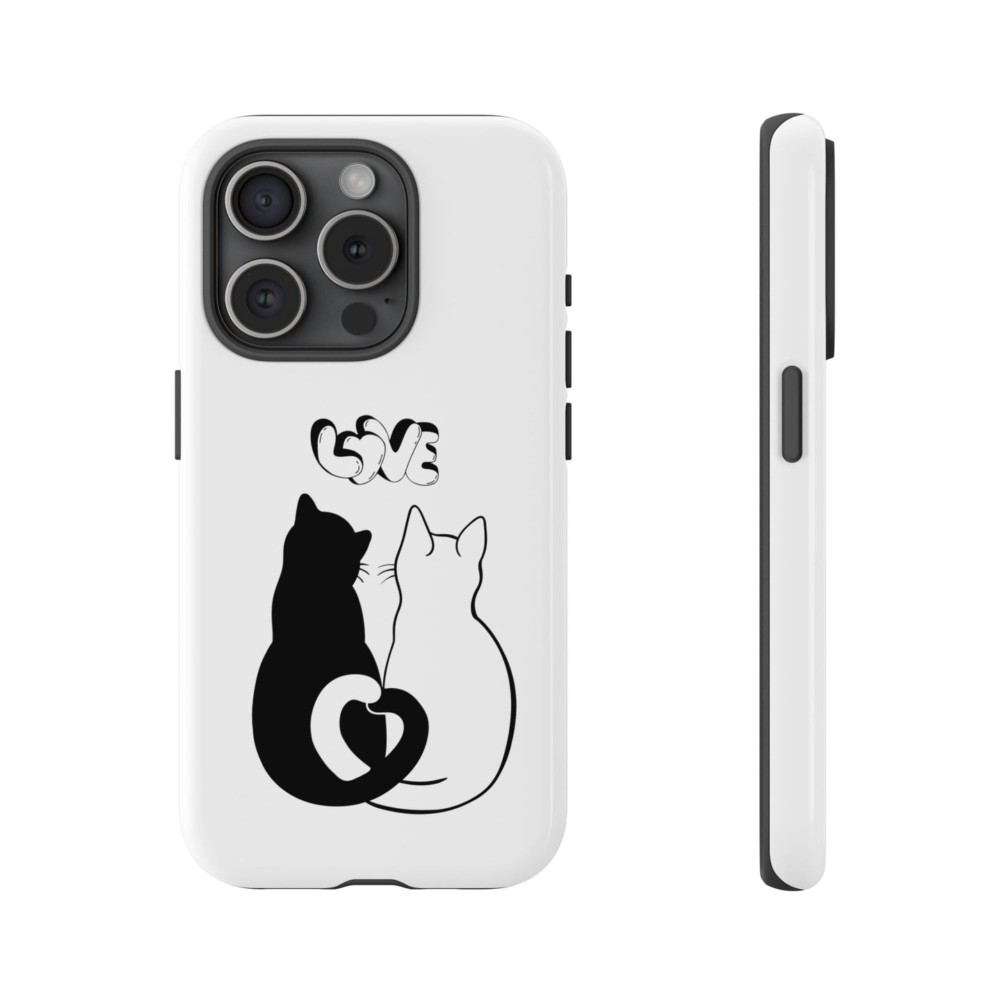 Cat Couple Love Phone Case Minimal Black and White iPhone Cover Cute Gift for Cat Lovers Aesthetic Animal Design