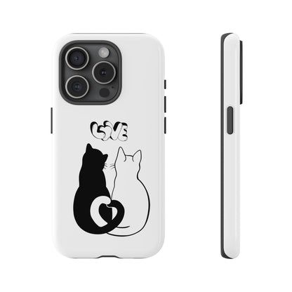 Cat Couple Love Phone Case Minimal Black and White iPhone Cover Cute Gift for Cat Lovers Aesthetic Animal Design