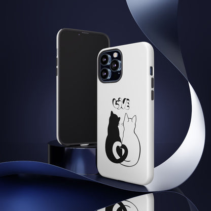 Cat Couple Love Phone Case Minimal Black and White iPhone Cover Cute Gift for Cat Lovers Aesthetic Animal Design