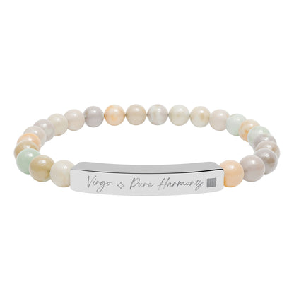 Zodiac Energy Bracelet  Personalized Engraved Bar | Choose Your Sign & Healing Stone | Astrology Gift Jewelry