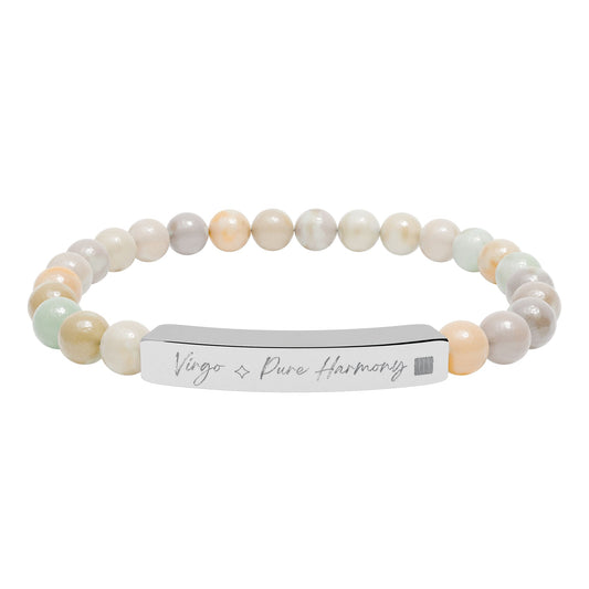 Zodiac Energy Bracelet  Personalized Engraved Bar | Choose Your Sign & Healing Stone | Astrology Gift Jewelry
