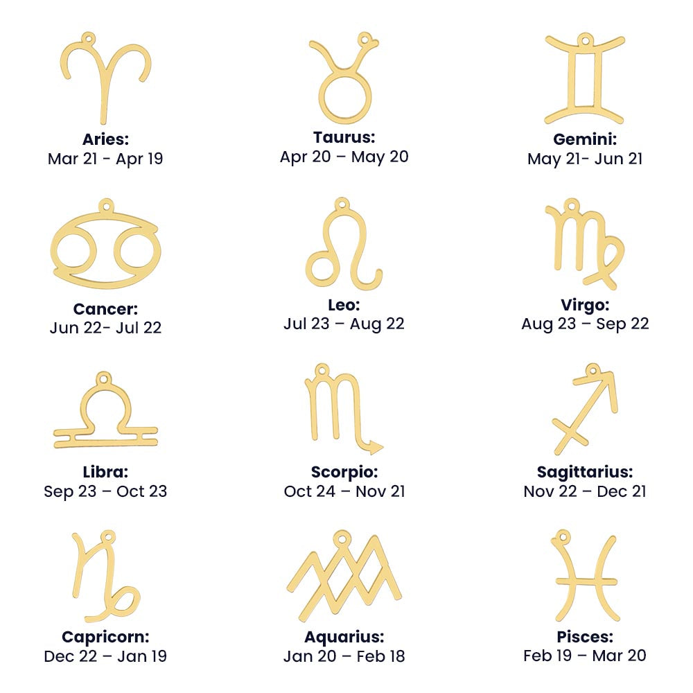 18K Gold Zodiac Necklace – Elegant Horoscope Jewelry Gift for Her