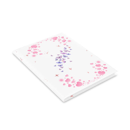 Pink Notebook with Hearts and Butterflies A4 A5 Notizbuch rosa mit Herzen und Schmetterlingen