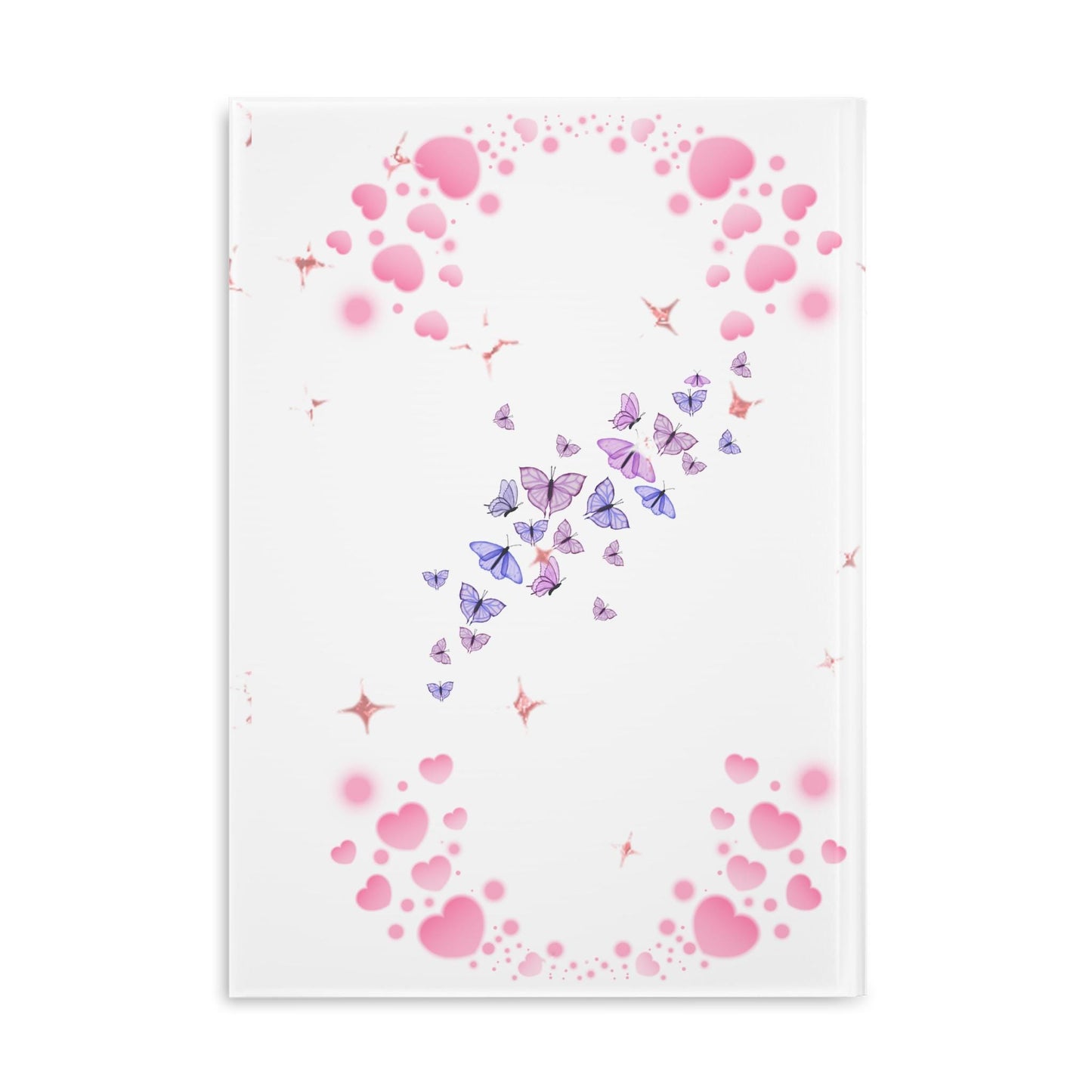 Pink Notebook with Hearts and Butterflies A4 A5 Notizbuch rosa mit Herzen und Schmetterlingen