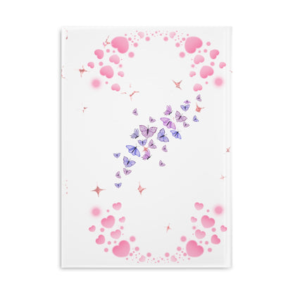 Pink Notebook with Hearts and Butterflies A4 A5 Notizbuch rosa mit Herzen und Schmetterlingen