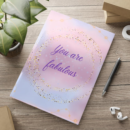You Are Fabulous Notebook Pastel Sparkle Design, Notizbuch A4 A5 mit Glitzer Look und Motivations Spruch
